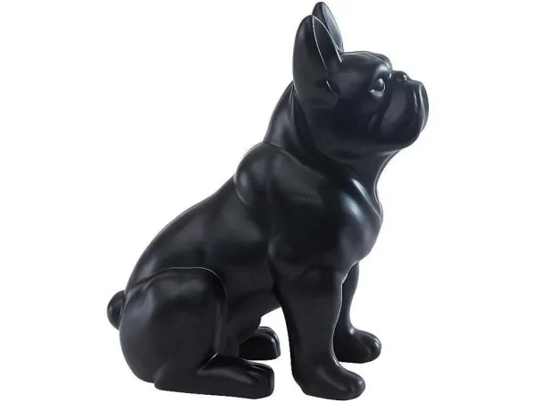 Outlet Beeld Van Franse Bulldog - Hars - L. 27 X B. 16 X H. 32 Cm - Mat Zwart - Doggo Standbeeld