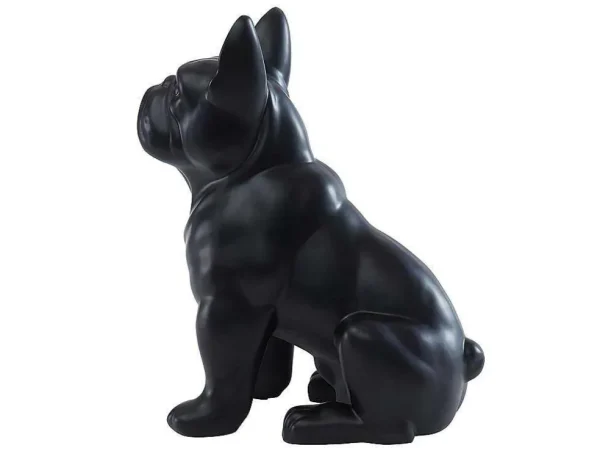 Outlet Beeld Van Franse Bulldog - Hars - L. 27 X B. 16 X H. 32 Cm - Mat Zwart - Doggo Standbeeld