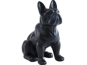 Outlet Beeld Van Franse Bulldog - Hars - L. 27 X B. 16 X H. 32 Cm - Mat Zwart - Doggo Standbeeld