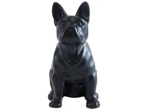 Outlet Beeld Van Franse Bulldog - Hars - L. 27 X B. 16 X H. 32 Cm - Mat Zwart - Doggo Standbeeld