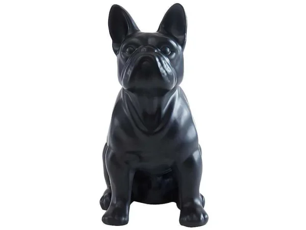 Outlet Beeld Van Franse Bulldog - Hars - L. 27 X B. 16 X H. 32 Cm - Mat Zwart - Doggo Standbeeld