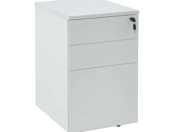 New Behuizing Van Een Professioneel Mobiel Bureau - 3 Lades - Met Slot - Wit - Downtown Kantoormeubilair