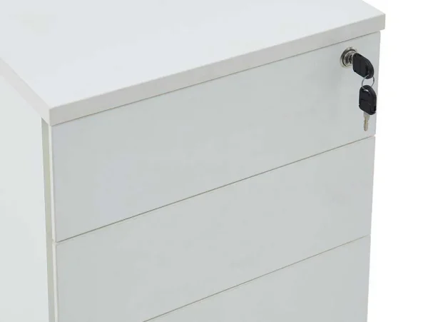 New Behuizing Van Een Professioneel Mobiel Bureau - 3 Lades - Met Slot - Wit - Downtown Kantoormeubilair