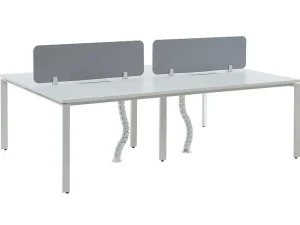 Fashion Benchbureau Voor 4 Personen - Wit - L120 Cm - Met Afscheidingen - Downtown Kantoormeubilair