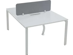 Hot Benchbureau Voor 2 Personen - Wit - L120 Cm - Met Afscheiding - Downtown Kantoormeubilair