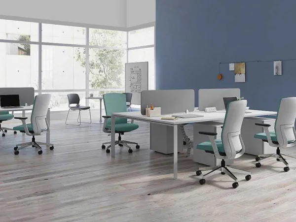 Fashion Benchbureau Voor 4 Personen - Wit - L120 Cm - Met Afscheidingen - Downtown Kantoormeubilair
