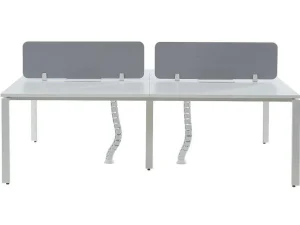 Fashion Benchbureau Voor 4 Personen - Wit - L120 Cm - Met Afscheidingen - Downtown Kantoormeubilair