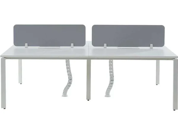 Fashion Benchbureau Voor 4 Personen - Wit - L120 Cm - Met Afscheidingen - Downtown Kantoormeubilair