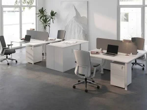 Sale Benchbureau Voor 2 Personen - Wit - L160 Cm - Met Afscheiding - Downtown Kantoormeubilair