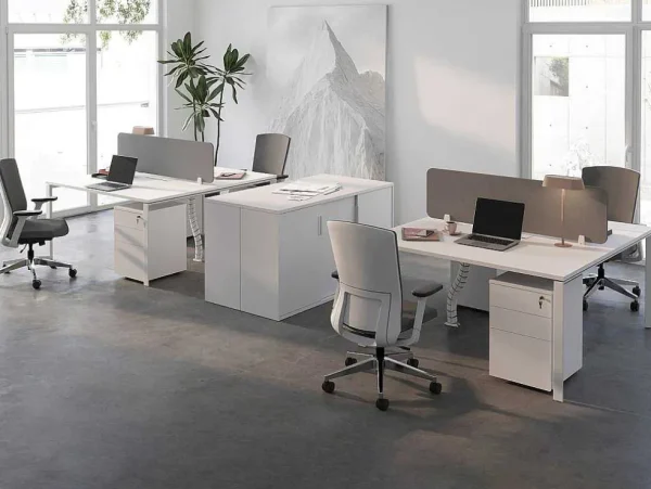 Sale Benchbureau Voor 2 Personen - Wit - L160 Cm - Met Afscheiding - Downtown Kantoormeubilair