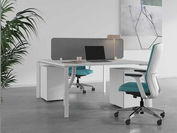 Sale Benchbureau Voor 2 Personen - Wit - L160 Cm - Met Afscheiding - Downtown Kantoormeubilair