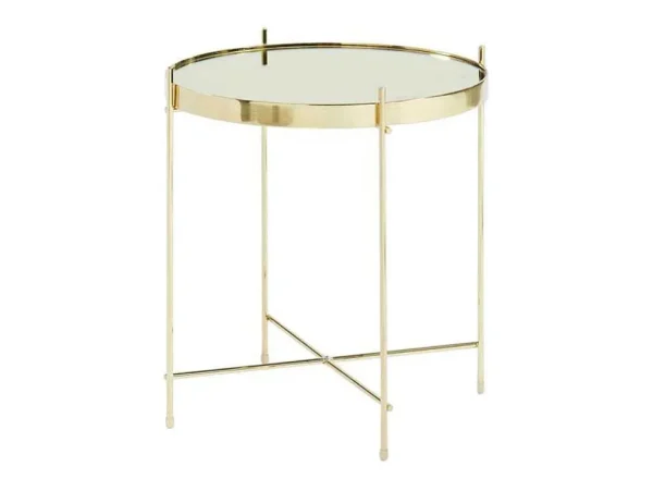 New Bijzettafel Marcia - Spiegel En Metaal - Goud Bijzettafel