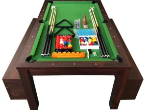 Store Biljarttafel 7 Voet Groene Converteerbaar Met Banken Zefiro Spel Voor Binnen