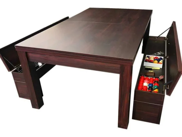 Store Biljarttafel 7 Voet Groene Converteerbaar Met Banken Zefiro Spel Voor Binnen
