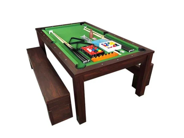 Store Biljarttafel 7 Voet Groene Converteerbaar Met Banken Zefiro Spel Voor Binnen