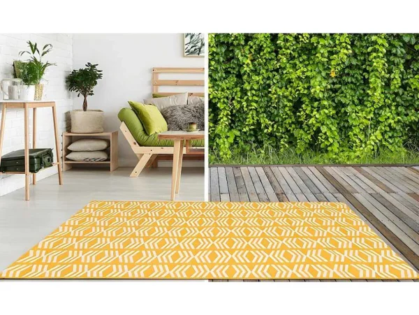 Fashion Binnen- Of Buitentapijt Etnische Stijl Grenada - 150 X 200 Cm - Geel Tuindecoratie