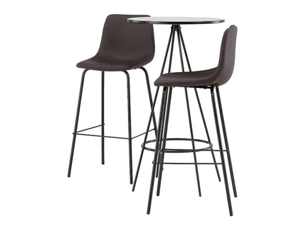 Store Bistro Barmeubelset Bartafel Zwart En 2 Alexi Barstoelen Bruin. Barmeubel