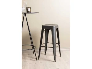 Clearance Bistro Barmeubelset Bartafel Zwart En 2 Tempe Barstoelen Dunkergrijs. Barmeubel