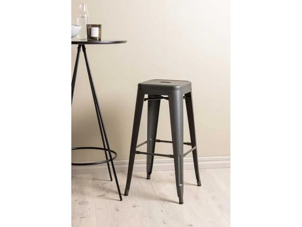Clearance Bistro Barmeubelset Bartafel Zwart En 2 Tempe Barstoelen Dunkergrijs. Barmeubel