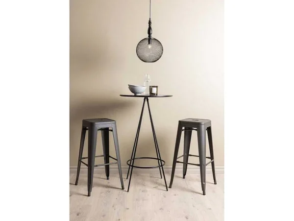 Clearance Bistro Barmeubelset Bartafel Zwart En 2 Tempe Barstoelen Dunkergrijs. Barmeubel