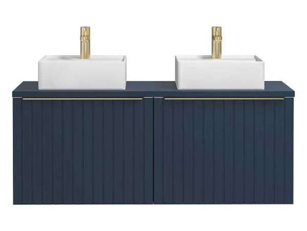 Cheap Blauw Hangend Badkamermeubel Met Dubbele Wastafel - 120 Cm - Josepha Dubbele Wastafel