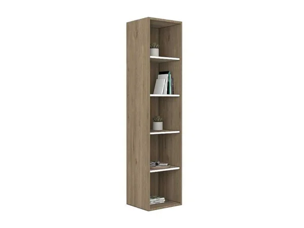 Outlet Boekenkast Met 5 Nissen - Licht Naturel En Wit - Najeli Boekenkast & Vitrine