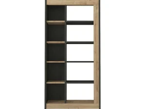 Fashion Boekenkast Met 10 Nissen - Naturel En Antraciet - Silomai Boekenkast & Vitrine