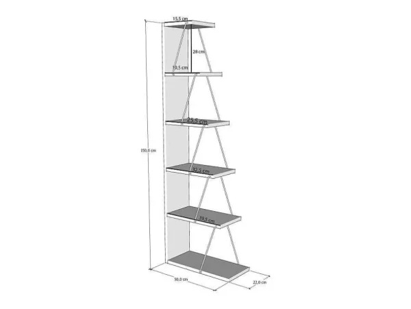 Online Boekenkast Met 5 Planken - Naturel En Zwart - Delory Boekenkast & Vitrine