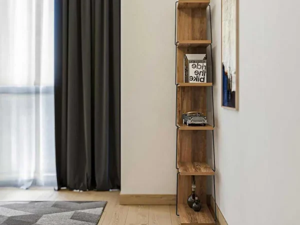 Online Boekenkast Met 5 Planken - Naturel En Zwart - Delory Boekenkast & Vitrine