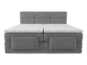 Fashion Boxspring-Hoofdbordset + Elektrische Relax-Lattenbodem + Matras + Opleg 2 X 80 X 200 Cm Lichtgrijs - Lodi Van Elektrisch Relaxatiebed
