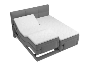 Fashion Boxspring-Hoofdbordset + Elektrische Relax-Lattenbodem + Matras + Opleg 2 X 80 X 200 Cm Lichtgrijs - Lodi Van Elektrisch Relaxatiebed