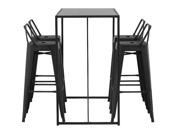 Cheap Brea Barmeubelset Bartafel Zwart En 4 Tempe Barstoelen Zwart. Barmeubel