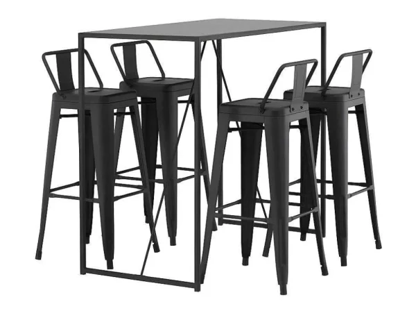 Cheap Brea Barmeubelset Bartafel Zwart En 4 Tempe Barstoelen Zwart. Barmeubel
