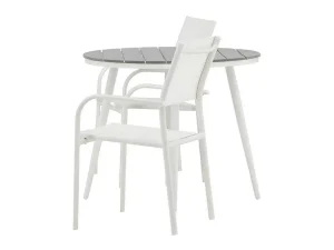 Best Sale Break Tuinmeubelset Tafel O90Cm Grijs, 2 Stoelen Santorini Wit. Loungeset