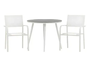 Best Sale Break Tuinmeubelset Tafel O90Cm Grijs, 2 Stoelen Santorini Wit. Loungeset