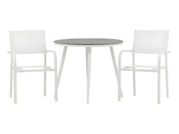Best Sale Break Tuinmeubelset Tafel O90Cm Grijs, 2 Stoelen Santorini Wit. Loungeset