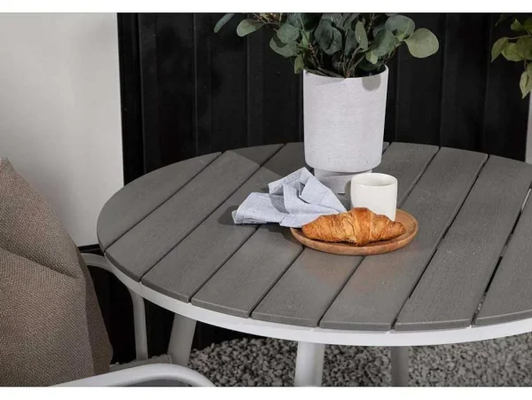 Best Sale Break Tuinmeubelset Tafel O90Cm Grijs, 2 Stoelen Santorini Wit. Loungeset