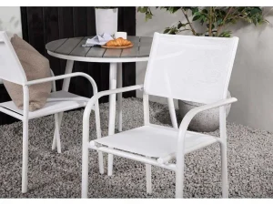 Best Sale Break Tuinmeubelset Tafel O90Cm Grijs, 2 Stoelen Santorini Wit. Loungeset