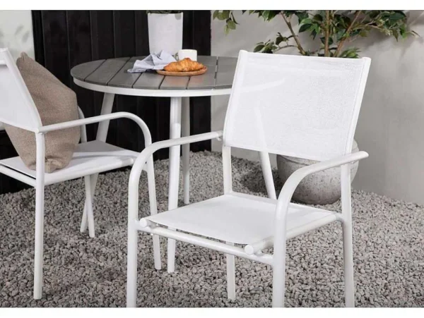 Best Sale Break Tuinmeubelset Tafel O90Cm Grijs, 2 Stoelen Santorini Wit. Loungeset