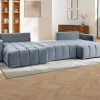 Cheap Brede Hoekslaapbank Met Hoek Links Van Grijs Velours Esilia Ii Xxl Hoekbank