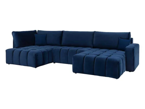 Best Brede Hoekslaapbank Met Hoek Rechts Van Nachtblauw Velours Esilia Ii Xxl Hoekbank