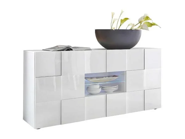 Cheap Buffetkast Calisto - Met Led-Verlichting - Twee Poorten En Twee Lades - Wit Gelakt Buffetkast