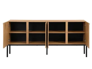 Sale Buffetkast Met 4 Deuren - Licht Naturel En Zwart - Memphis Ii Buffetkast