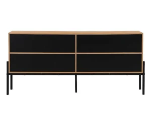 Sale Buffetkast Met 4 Deuren - Licht Naturel En Zwart - Memphis Ii Buffetkast