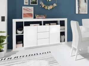 Best Buffetkast Met 2 Deuren En 3 Laden - Wit Gelakt - Balka Buffetkast