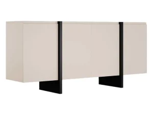 Online Buffetkast Met 4 Deuren Van Mdf - Beige En Zwart - Luvonia Buffetkast