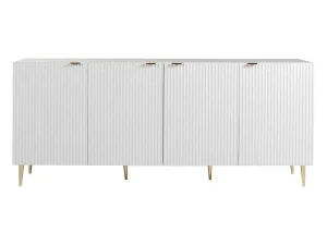 Hot Buffetkast Met 4 Deurtjes Van Mdf En Staal - Wit En Goudkleurig - Yesinia Buffetkast