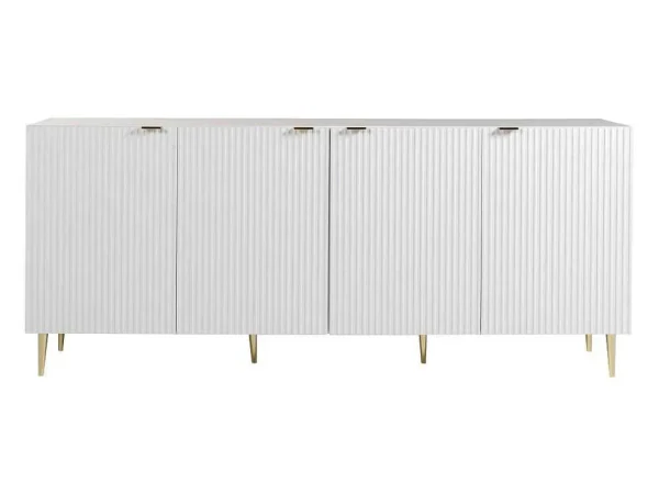 Hot Buffetkast Met 4 Deurtjes Van Mdf En Staal - Wit En Goudkleurig - Yesinia Buffetkast