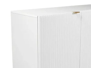 Hot Buffetkast Met 4 Deurtjes Van Mdf En Staal - Wit En Goudkleurig - Yesinia Buffetkast