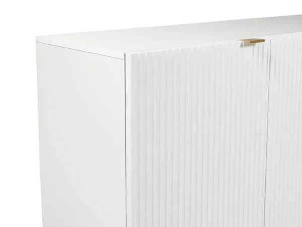 Hot Buffetkast Met 4 Deurtjes Van Mdf En Staal - Wit En Goudkleurig - Yesinia Buffetkast